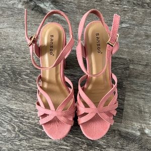 Like New Pink Chunky Heels 5" Size 8 1/2